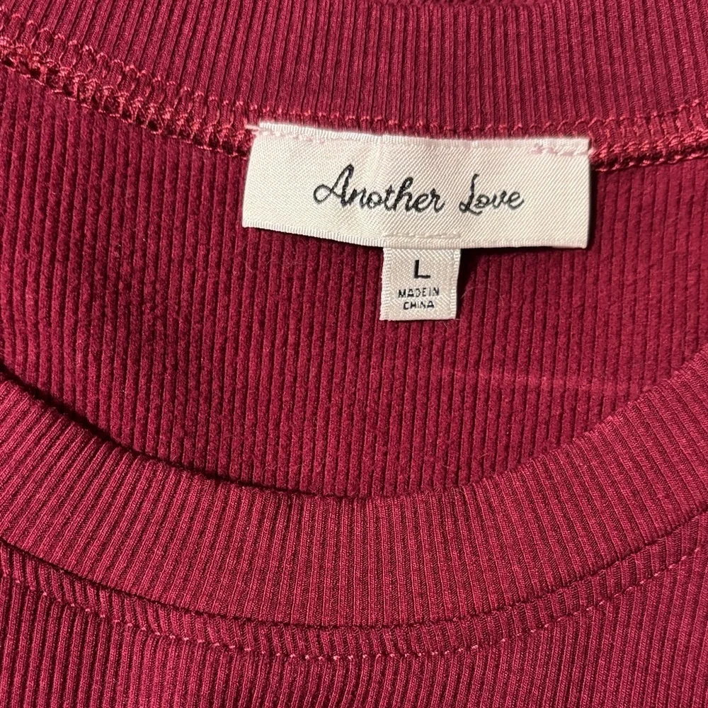 Anthropologie Another Love Burgundy Elevated Basic Soft Rayon Ribbed Mini Dress